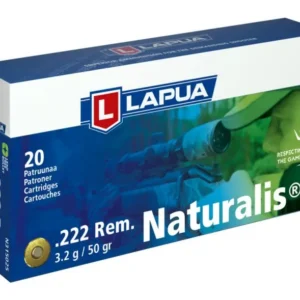 Lapua .222 Remington 50-grain Naturalis lead-free hunting ammunition 20-round box