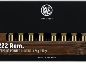 RWS .222 Remington 50-grain TMS soft point hunting ammunition 20-round box