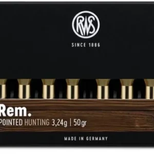 RWS .222 Remington 50-grain TMS soft point hunting ammunition 20-round box