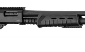 AKSA Arms CMP12 Black tactical pump-action shotgun 12/76 gauge with synthetic stock.